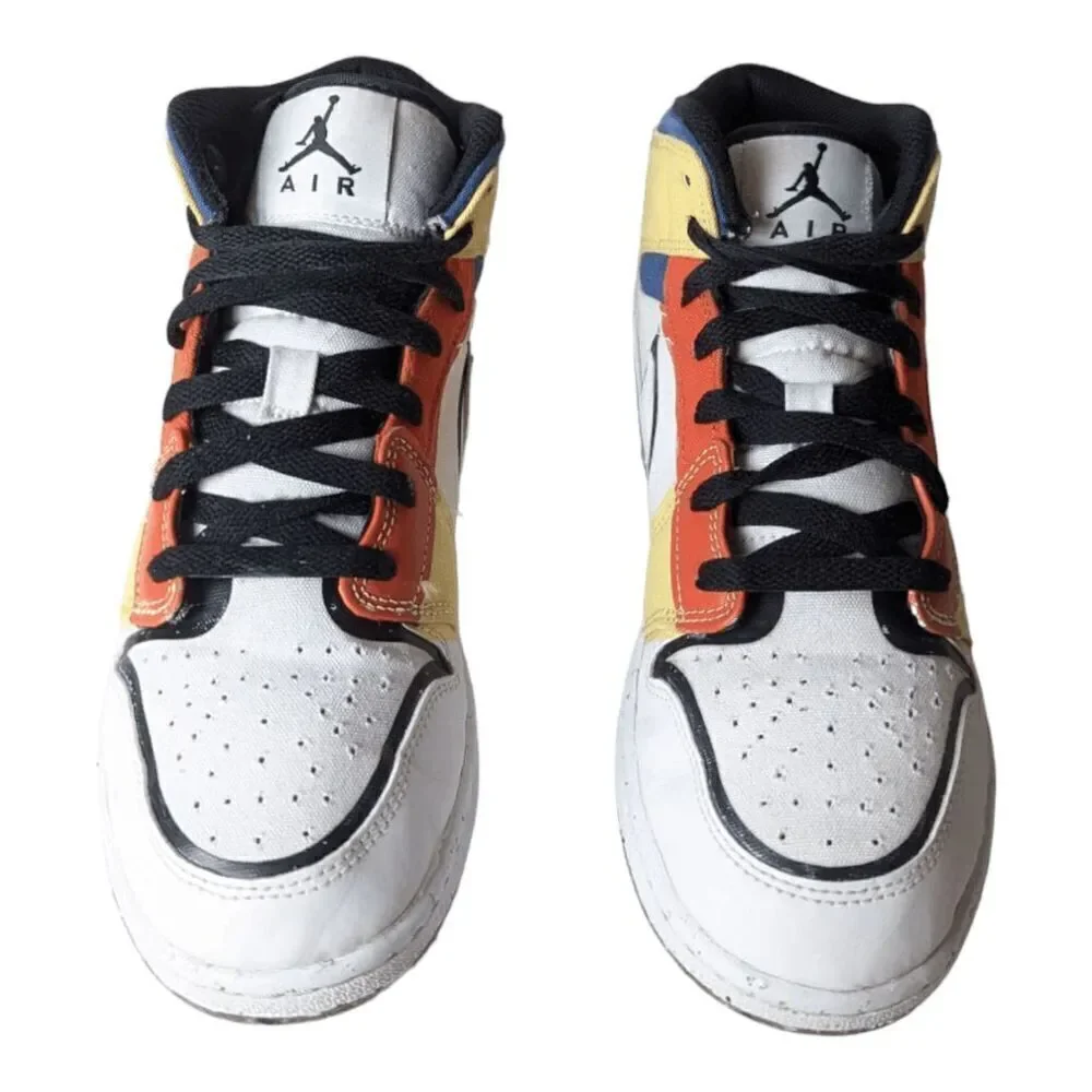 NIKE Air Jordan 1 Mid 'Multi Color Canvas' GS Size 6Y
